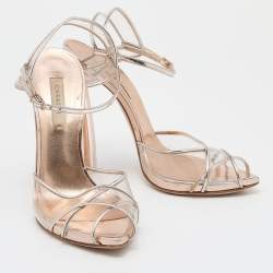 Pre Owned Casadei Metallic PVC and Leather Sandals Size 39