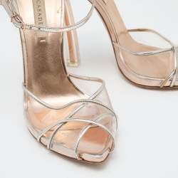 Pre Owned Casadei Metallic PVC and Leather Sandals Size 39