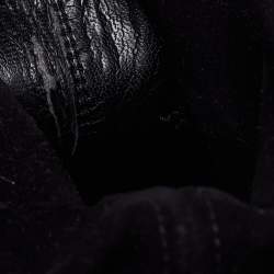 Pre Owned Casadei Black Suede Embellished Metal Cap Toe Fold-Over Wedge Boots Size 40