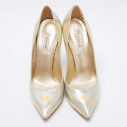 Pre Owned Casadei Metallic Holographic Patent Leather Blade Pointed Toe Pumps Size 40