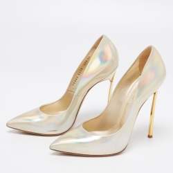 Pre Owned Casadei Metallic Holographic Patent Leather Blade Pointed Toe Pumps Size 40