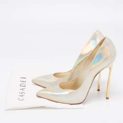 Pre Owned Casadei Metallic Holographic Patent Leather Blade Pointed Toe Pumps Size 40