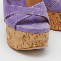 Pre Owned صندل كاسادي سويدي بنفسجي كعب روكي فليني مقاس 37