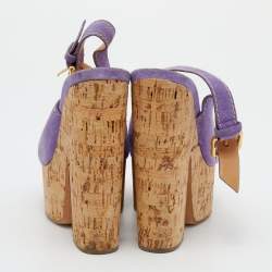 Pre Owned صندل كاسادي سويدي بنفسجي كعب روكي فليني مقاس 37