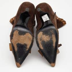 Casadei Brown Suede Bow Detail Ankle Length Boots Size 37