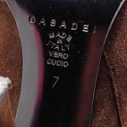 Casadei Brown Suede Bow Detail Ankle Length Boots Size 37