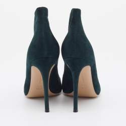 Pre Owned Casadei Green Suede V Neck Booties Size 40 