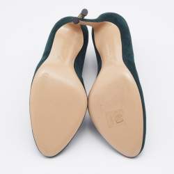 Pre Owned Casadei Green Suede V Neck Booties Size 40 