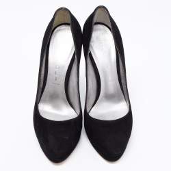 Pre Owned Casadei Black Suede Platform Wedge Pumps Size 36.5