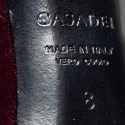 Pre Owned Casadei Burgundy Velvet Crystal and Faux Pearl Embellished Pumps Size 38