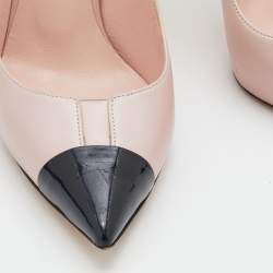 Pre Owned Casadei Light Pink/Black Leather Pointed Toe Pumps Size 38