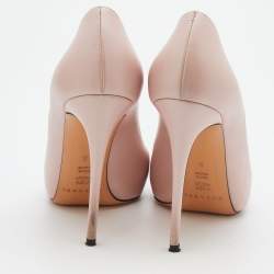 Pre Owned Casadei Light Pink/Black Leather Pointed Toe Pumps Size 38