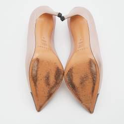 Pre Owned Casadei Light Pink/Black Leather Pointed Toe Pumps Size 38