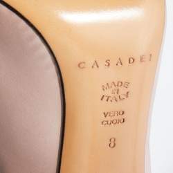Pre Owned Casadei Light Pink/Black Leather Pointed Toe Pumps Size 38