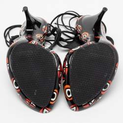 Pre Owned Casadei Black Leather Strappy Tie Up Sandals Size 38