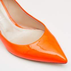 Pre Owned Casadei Neon Orange Patent Leather Pointed Toe  Pumps Size 39