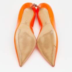 Pre Owned Casadei Neon Orange Patent Leather Pointed Toe  Pumps Size 39