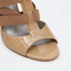 Pre Owned Casadei Beige Patent Leather Strappy Sandals Size 39