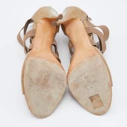 Pre Owned Casadei Beige Patent Leather Strappy Sandals Size 39