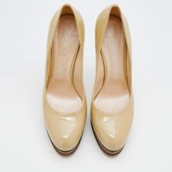 Casadei Beige Patent Leather Platform Pumps Size 39