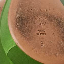 Pre Owned Casadei Green Satin Peep Toe Platform Pumps Size 38