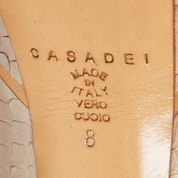 Pre Owned Casadei Beige Python Embossed Leather Peep Toe Platform Pumps Size 38