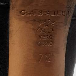 Pre Owned Casadei Black Leather Knee Length Platform Boots Size 37.5