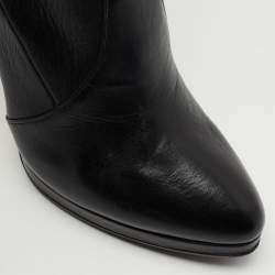 Pre Owned Casadei Black Leather Knee Length Platform Boots Size 37.5