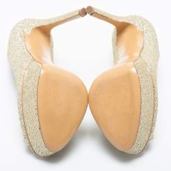 Pre Owned Casadei Multicolor Glitter Peep Toe Platform Pumps Size 37