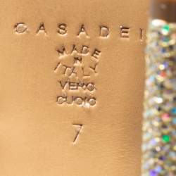 Pre Owned Casadei Multicolor Glitter Peep Toe Platform Pumps Size 37