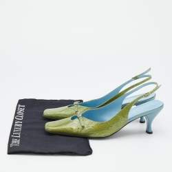 Pre Owned Casadei Green Patent Leather Slingback Sandals Size 38