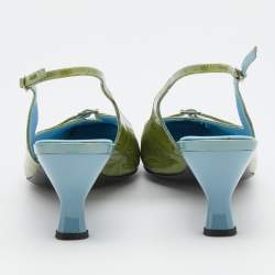 Pre Owned Casadei Green Patent Leather Slingback Sandals Size 38