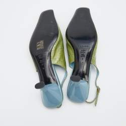 Pre Owned Casadei Green Patent Leather Slingback Sandals Size 38