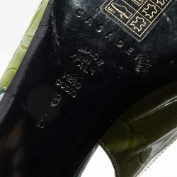 Pre Owned Casadei Green Patent Leather Slingback Sandals Size 38