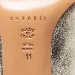 Pre Owned Casadei Light Gold Leather Pointed Toe Slingback Pumps Size 41