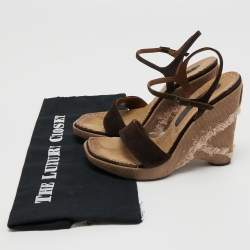 Casadei Brown Suede Espadrille Sandals Size 36