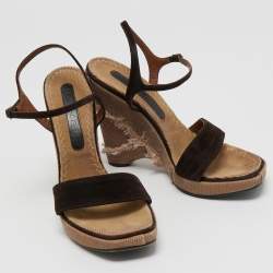 Casadei Brown Suede Espadrille Sandals Size 36