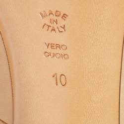 Pre Owned Casadei Beige Leather Peep Toe Platform Pumps Size 40