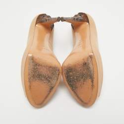 Pre Owned Casadei Beige Leather Peep Toe Platform Pumps Size 40