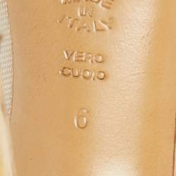 Pre Owned Casadei Beige Leather and Mesh D'orsay Pumps Size 36