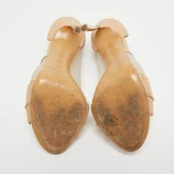 Pre Owned Casadei Beige Leather and Mesh D'orsay Pumps Size 36