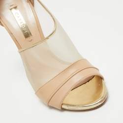 Pre Owned Casadei Beige Leather and Mesh D'orsay Pumps Size 36