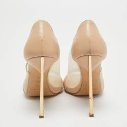 Pre Owned Casadei Beige Leather and Mesh D'orsay Pumps Size 36
