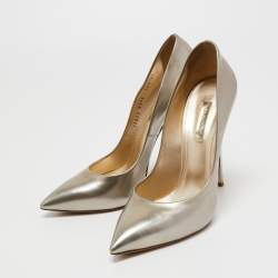 Casadei Metallic Leather Blade Pointed Toe Pumps Size 41
