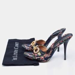 Pre Owned Casadei Multicolor Fabric Flower Prints Open Toe Slide Size 40 