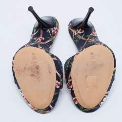 Pre Owned Casadei Multicolor Fabric Flower Prints Open Toe Slide Size 40 