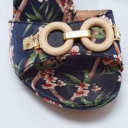 Pre Owned Casadei Multicolor Fabric Flower Prints Open Toe Slide Size 40 