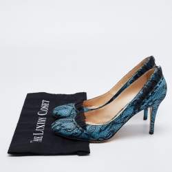 Pre Owned Casadei Blue/Black Lace and Leather Pumps Size 40