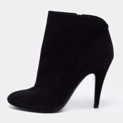 Pre Owned Casadei Black Suede Ankle Boots Size 36.5
