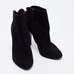 Pre Owned Casadei Black Suede Ankle Boots Size 36.5
